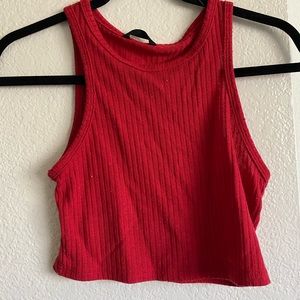 red cropped tank top